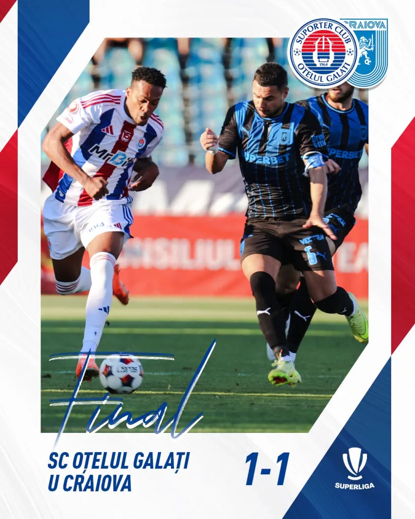 Oţelul Galaţi a revenit de la 0-1 şi a terminat la egalitate cu U Craiova