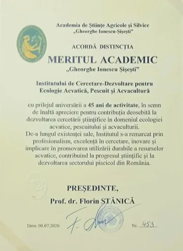 ICDEAPA Galați a primit Distincția Meritul Academic „Gheorghe Ionescu-Șișești” clasa a III-a