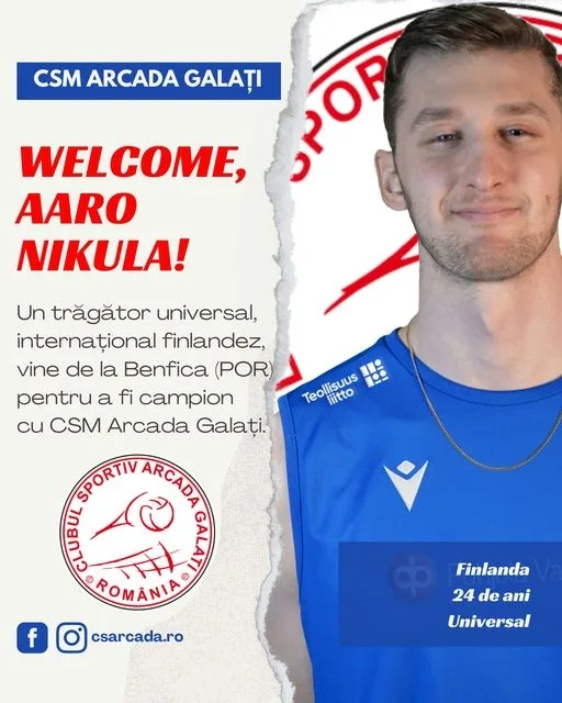 Internaţionalul finlandez Aaro Nikkula a semnat cu CSM Arcada