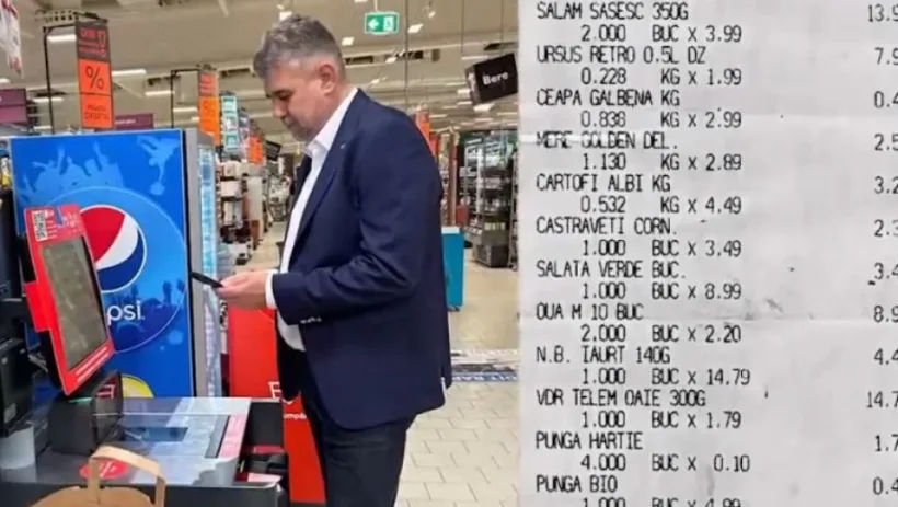 Premierul Marcel Ciolacu a fost la cumpărături. Ce a luat cu 100 de lei