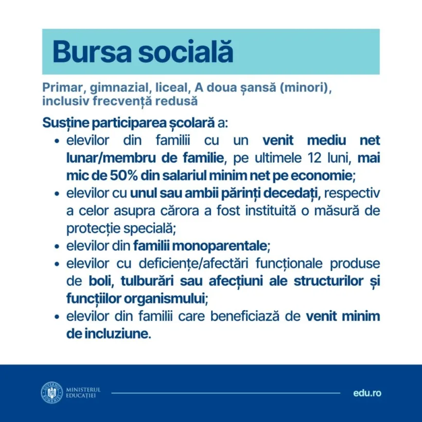 Precizări privind bursele sociale
