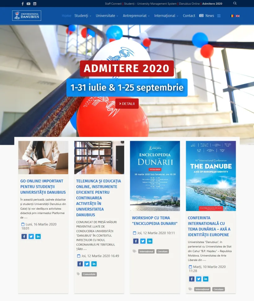 Noi vremuri, o nouă ”față online”! Universitatea Danubius și-a modernizat site-ul