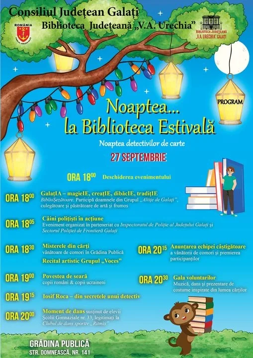 „Noaptea la Biblioteca Estivală”, pe 27 septembrie, în Grădina Publică. Programul complet al evenimentului