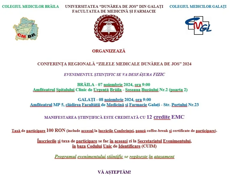 „Zilele Medicale de la Dunărea de Jos” Galați – Brăila