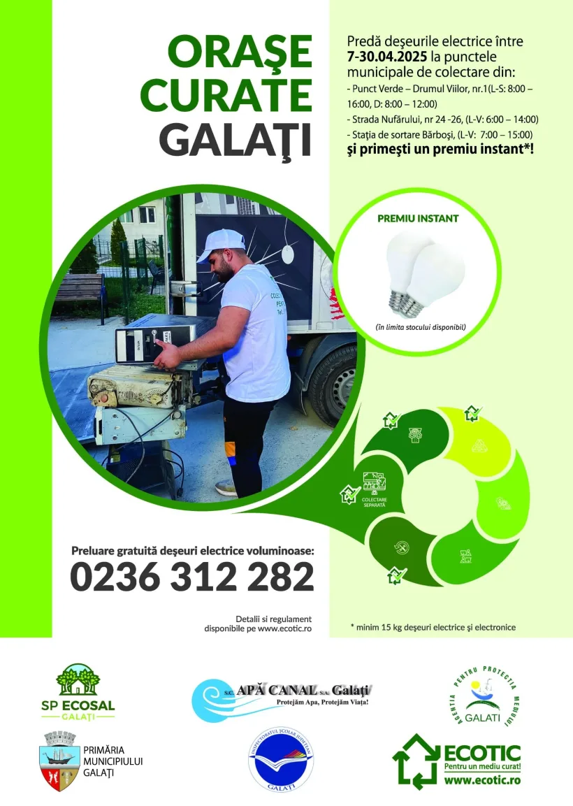 Campanie de colectare a deșeurilor electrice și electronice, în municipiul Galați
