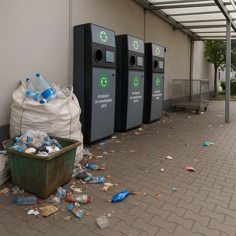 Sancțiuni de la Garda de Mediu Galați pentru un punct de colectare SGR murdar și administrat defectuos
