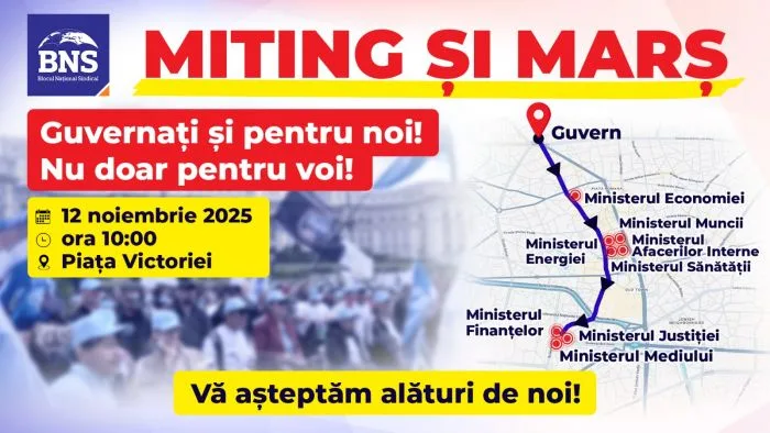 Un nou miting sindical de protest în Piața Victoriei