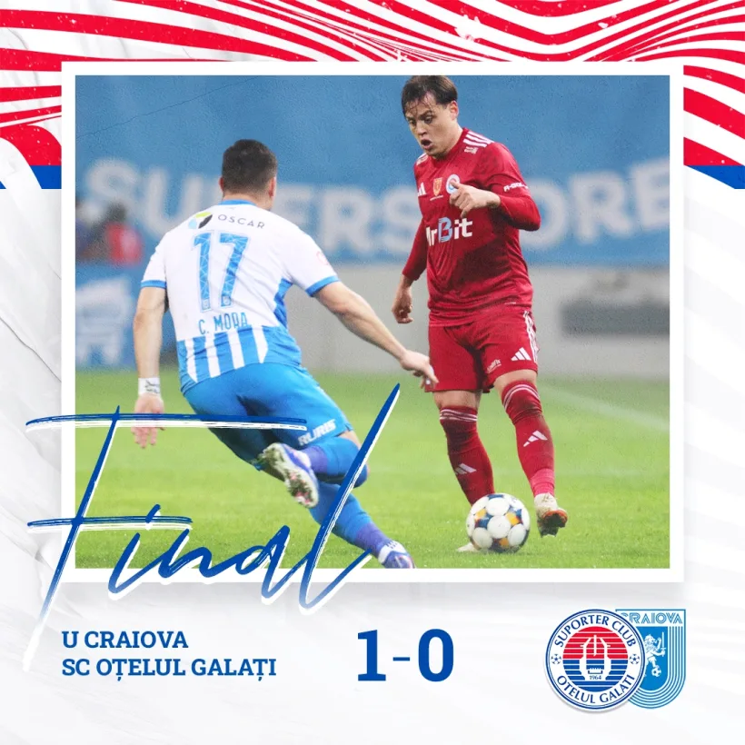 Oţelul pierde pe terenul celor de la U Craiova