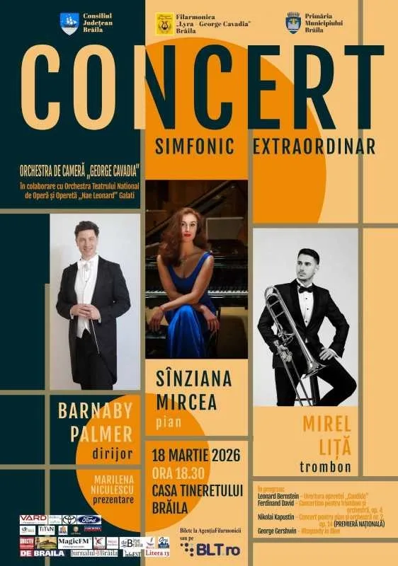 Dirijorul american Barnaby Palmer, în concert simfonic extraordinar la Casa Tineretului din Brăila