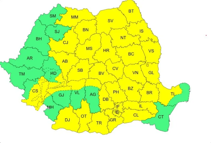 Galațiul, sub Cod galben de ploi și intensificări ale vântului
