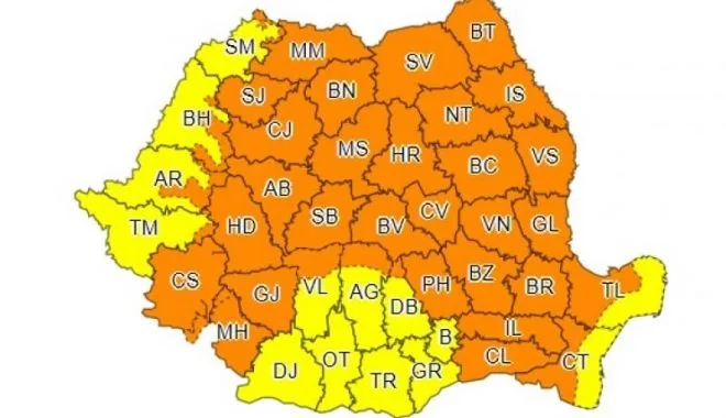 Galațiul, sub codul portocaliu de furtuni până miercuri noapte. Vezi aici harta cu zonele afectate