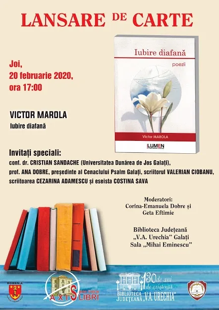 Poezie dedicată iubirii, într-un nou volum, la Biblioteca V.A.Urechia