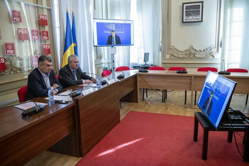 Marcel Ciolacu și Dan Nica au discutat cu preşedintele PE David Sassoli despre Planul Naţional de Redresare şi Rezilienţă