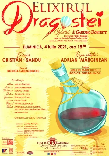 Opera „Elixirul Dragostei” – propunerea de weekend a Teatrului Naţional „Nae Leonard”