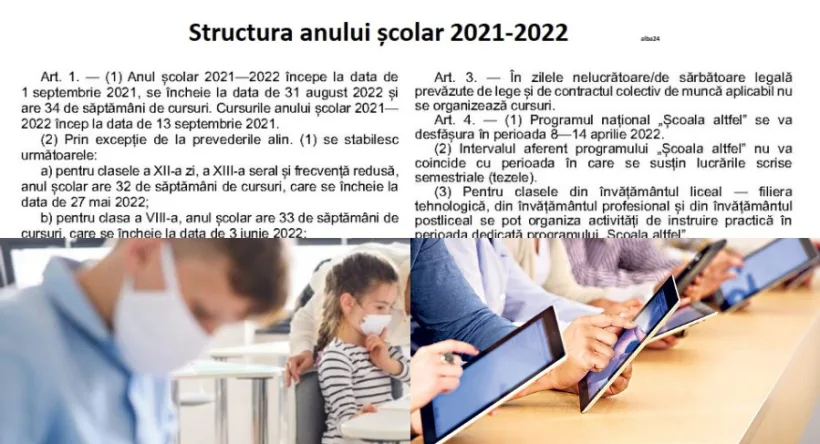 Structura anului școlar 2021 - 2022