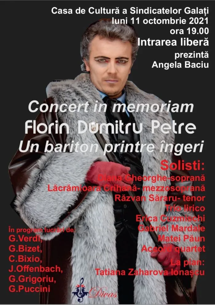 Spectacol in memoriam, la Galați: „Florin Dumitru Petre - Un bariton printre îngeri”