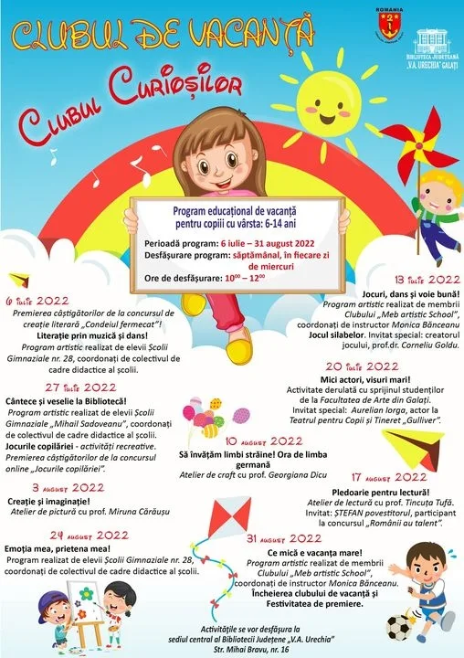 Dragi copii, sunteţi aşteptaţi la Clubul de vacanţă!