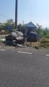 Mașină răsturnată pe DN 26:o femeie a ajuns la spital
