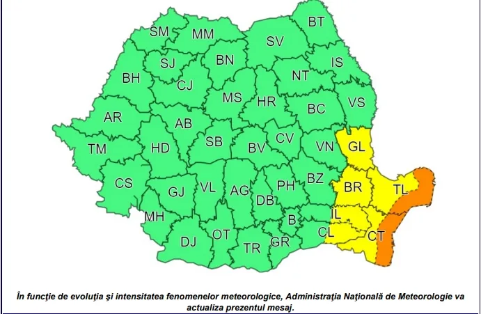 Avertizare de vreme rea pentru Galați și Brăila: ploi torențiale și descărcări electrice