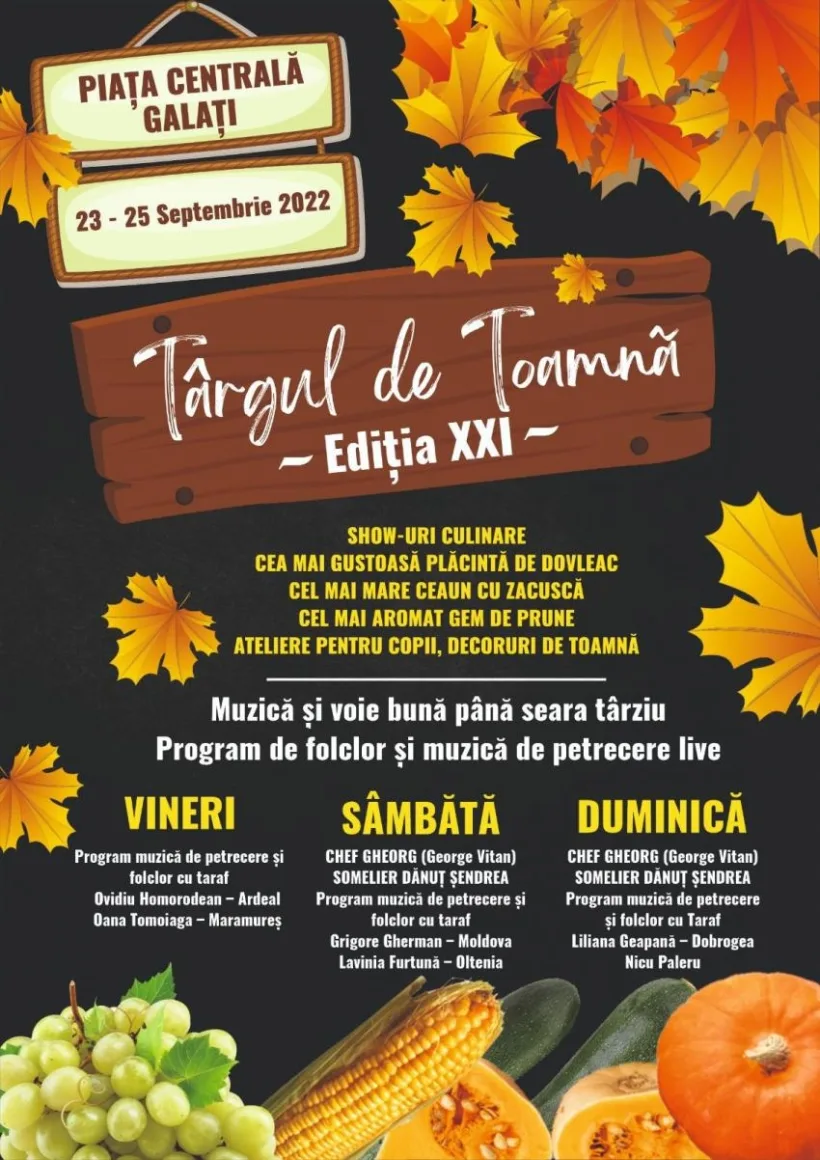 Târgul de Toamnă din Galați: între 23 și 25 septembrie, în Piața Centrală