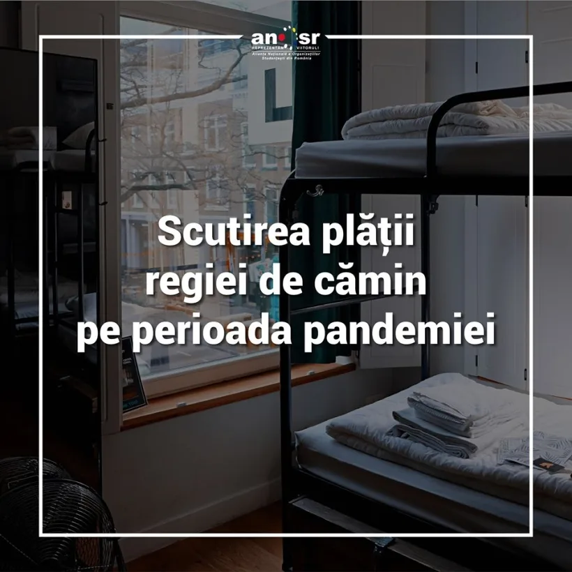Coronavirus. ANOSR solicită tuturor universităților de stat să scutească de plata regiei de cămin studenții