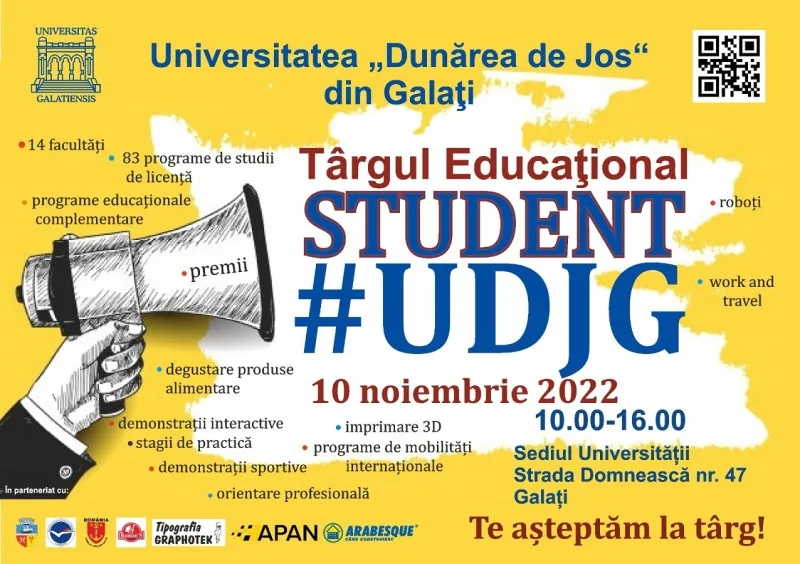 Mâine începe Târgul Educațional „Student #UDJG” de la Galați