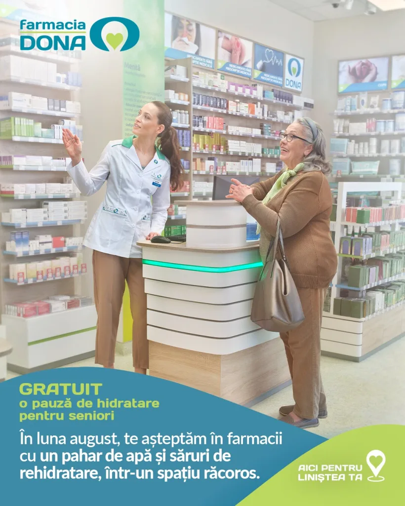 „Hidratare pentru pacienții seniori”, inițiativă în mai multe farmacii din Galați